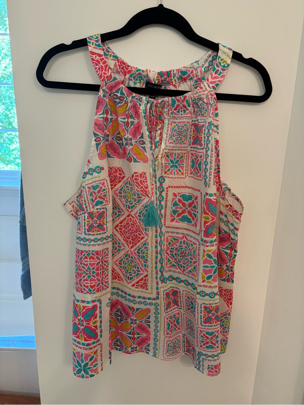 Talbots Pink and Teal Mosaic Halter Camisole